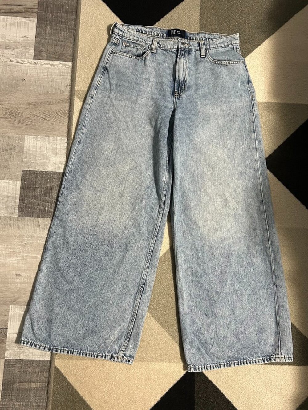 GAP Baggy Wide Leg Acid-Like Wash Jeans Women's Size 10